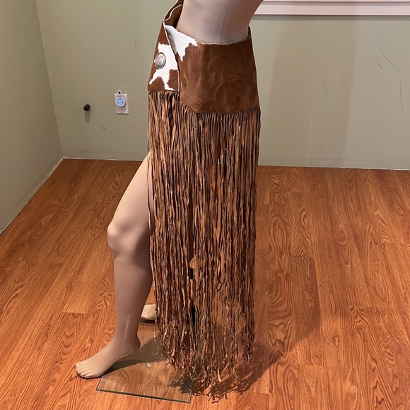 Pat Dahnke Vintage Calf Hair Belt With Long Brown Suede Fringe Velcro Closure - Picture 3 of 12